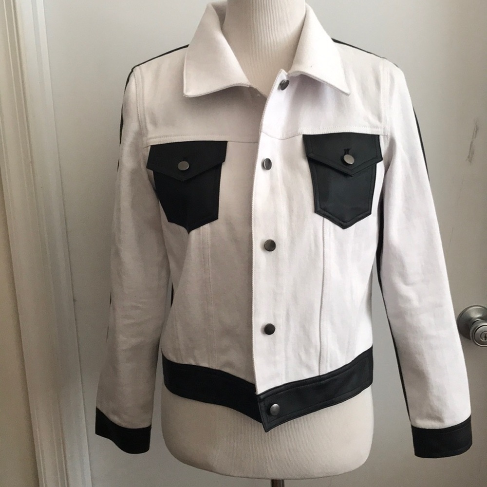 Two Tone Denim Faux Leather Jacket